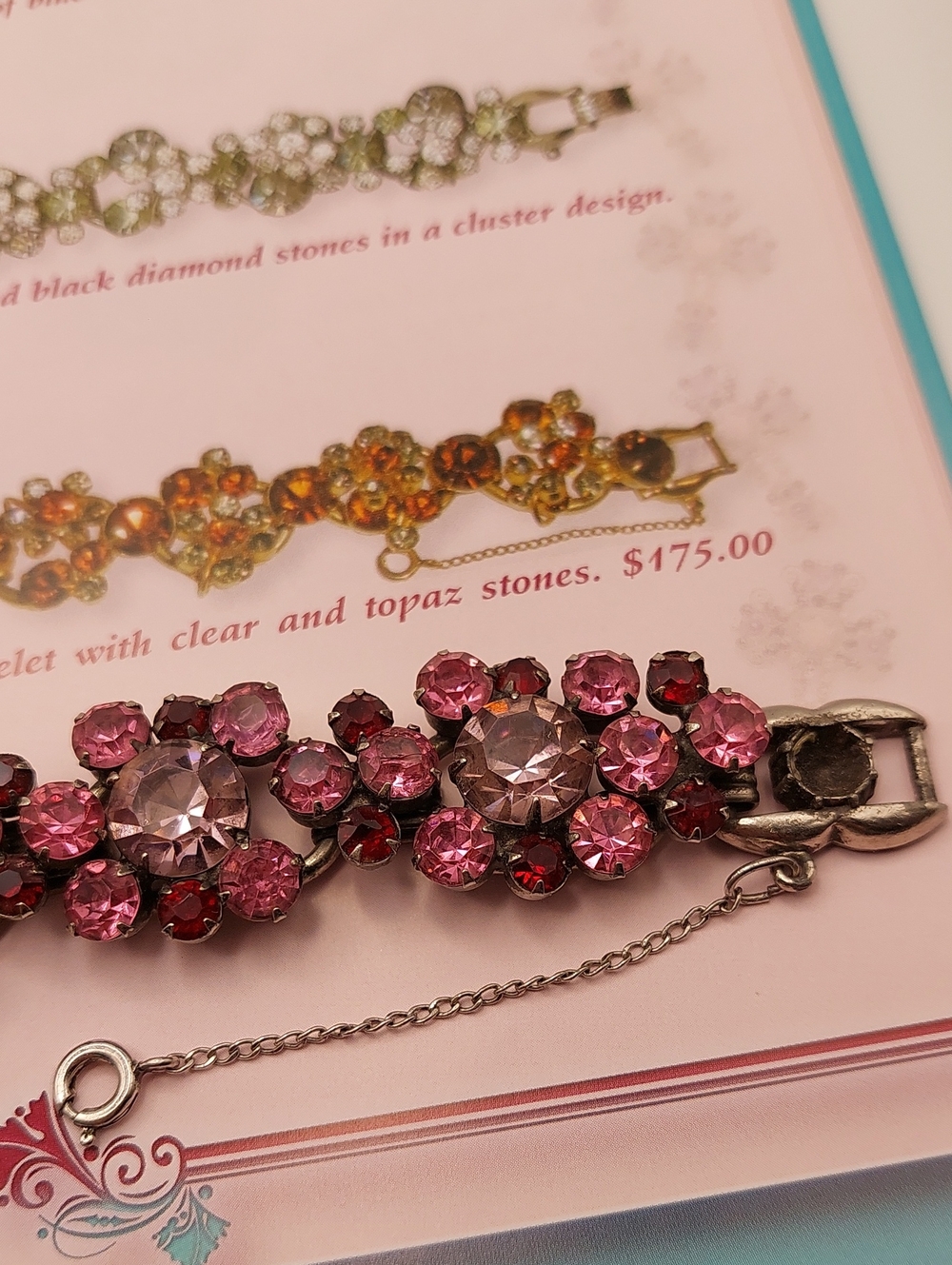 DeLizza & Elster JULIANA Pinks & Reds Crystal Cluster Bracelet - Women Jewelry - Picture 10 of 11